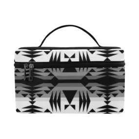 Between the Mountains White and Black Cosmetic Bag/Large